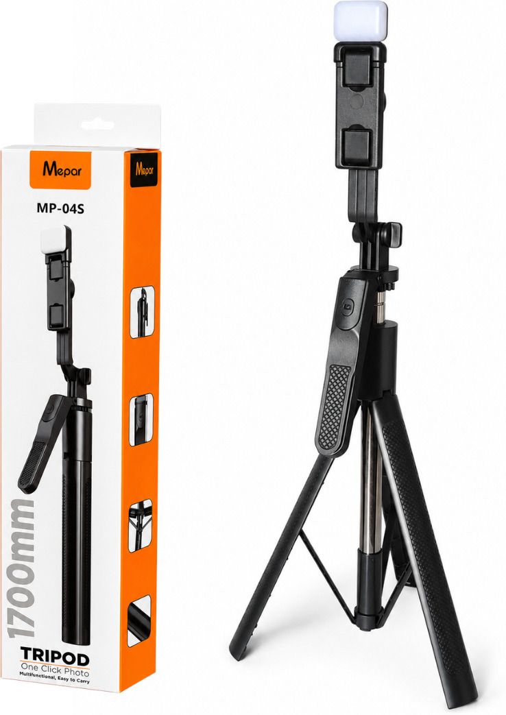 FITRIC MP-04S 1700MM Tripod Selfie Stick with Rechargeable Light, Professional Bluetooth Remote Selfie Stick, LED Fill Light, Extendable Foldable Mobile Tripod Stand, 360° Phone Holder for Android, iPhone, Photography, Vlogging & Live Streaming Bluetooth Selfie Stick-picture-10