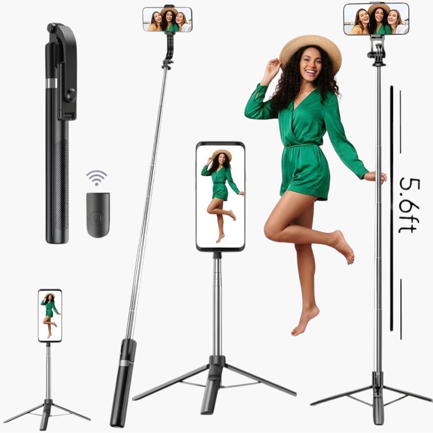 URBANHUDA Portable Selfie Stick 170cm Long with Tripod Stand & Bluetooth Remote_EQ Bluetooth Selfie Stick-image-1