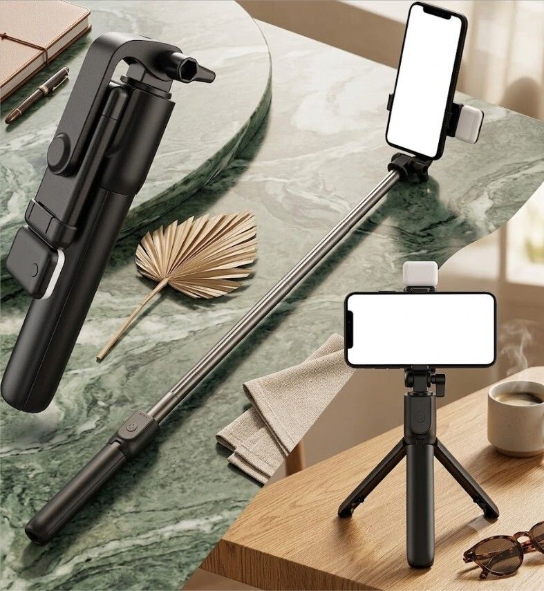 PRODART Wireless Remote Control with LED Light Bluetooth Selfie Stick-picture-10