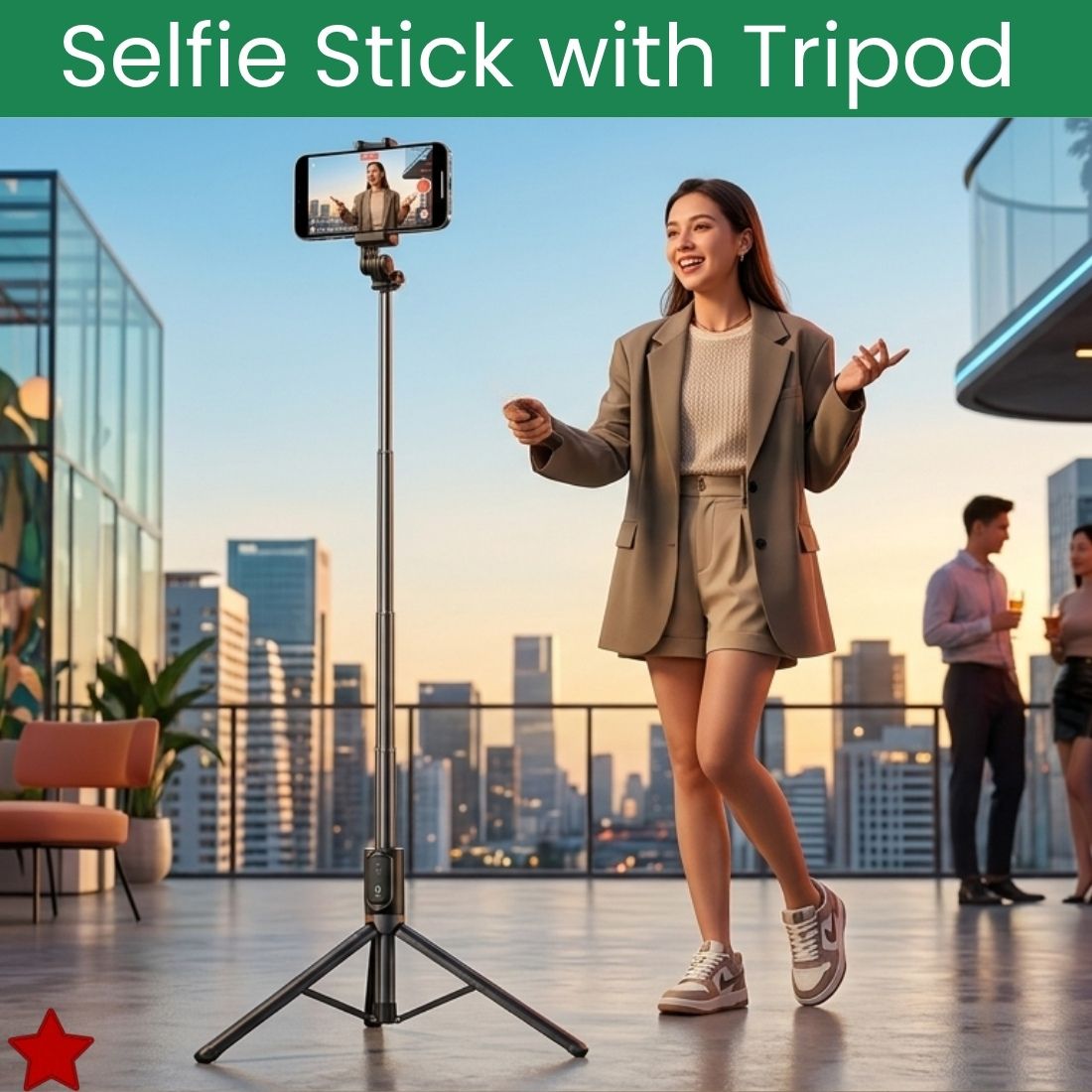 Clairbell Selfie Stick With Tripod Stand for Vlogging Compatible With All SmartphonesVT274 Bluetooth Selfie Stick-image-2