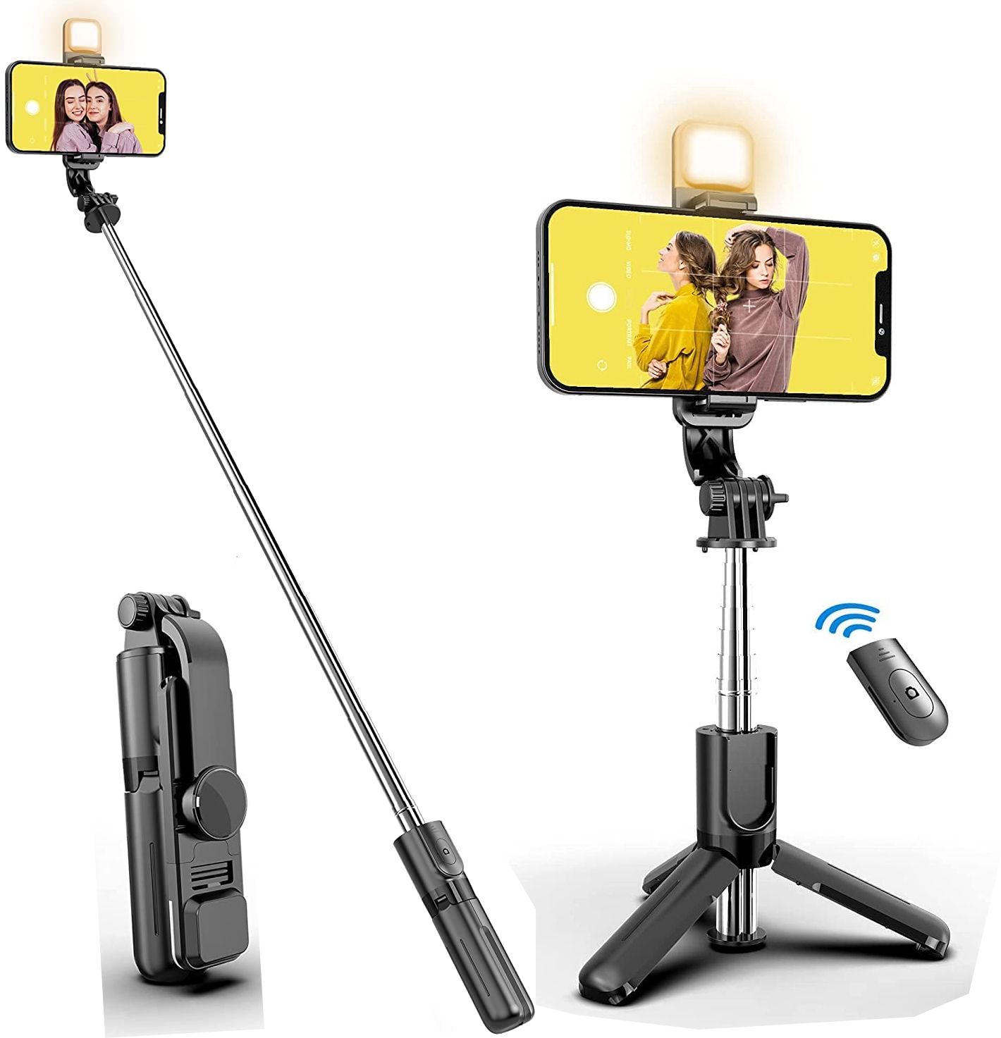 EYNK Multifunctional 3 in 1 Selfie Stick with Wireless Remote, LED Light & tripod stand for all Mobiles Bluetooth Selfie Stick-image-46