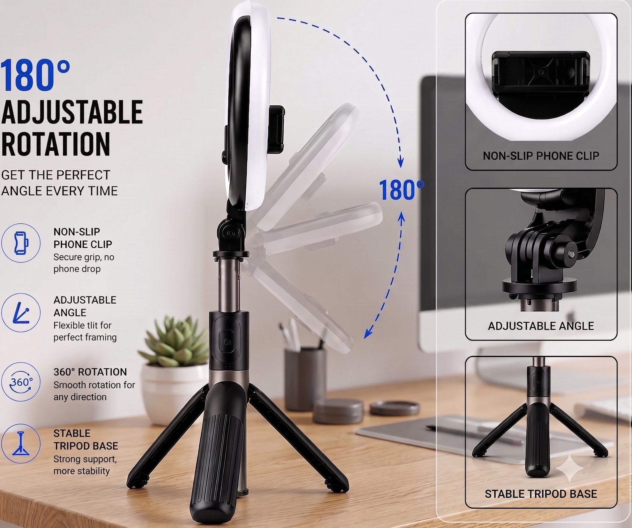 PRODART A16 SELFIE STICK WITH RING LIGHT Bluetooth Selfie Stick-image-39
