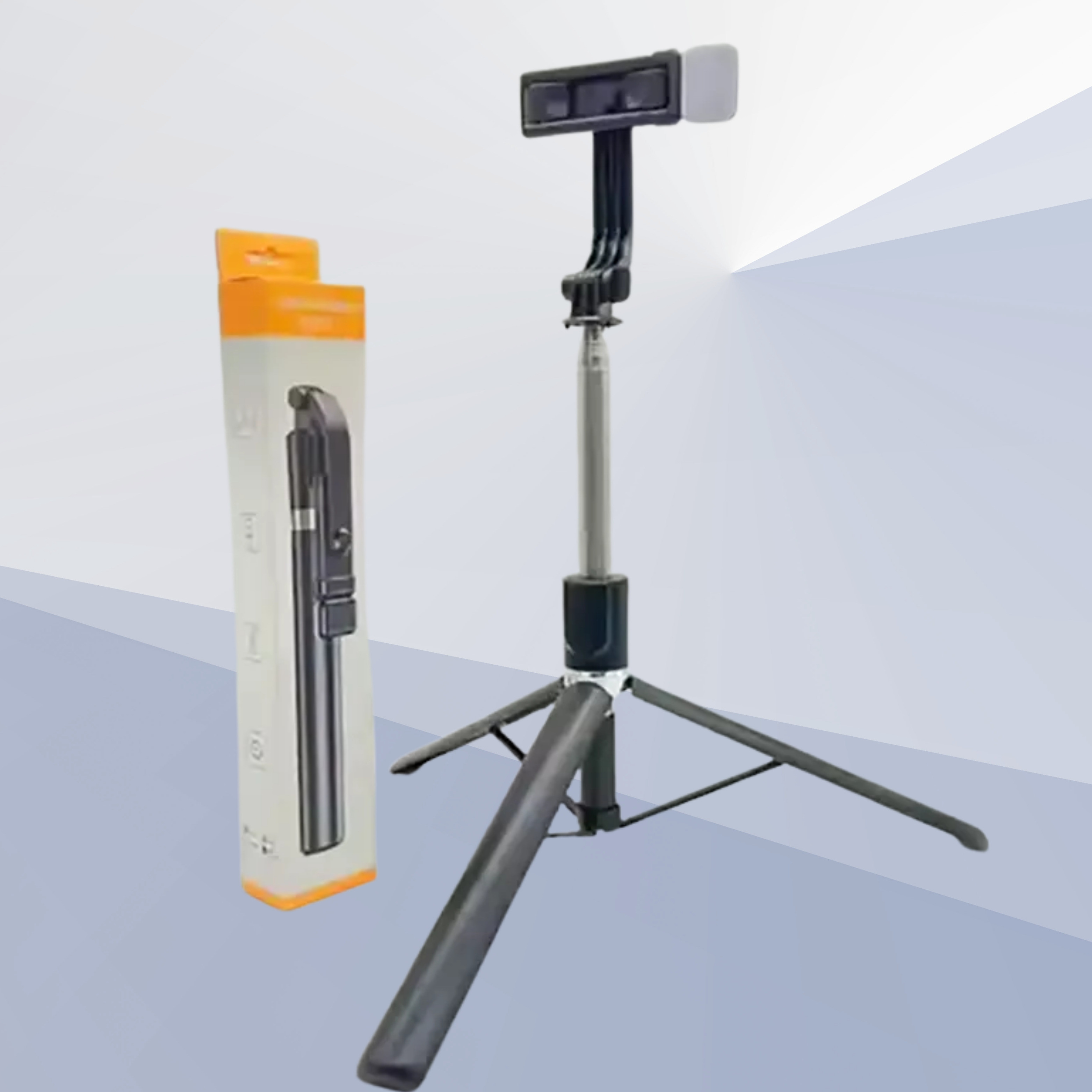 BITWEAVE R1S-L Foldable Selfie Stick with LED Fill Light & Tripod Function – 1.7M Carbon Fiber Design Bluetooth Selfie Stick image 1