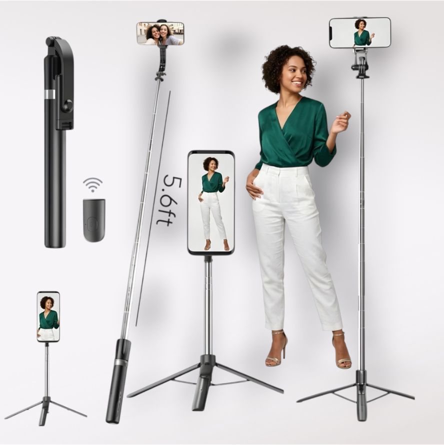 AIZINA 170cm Rotating Selfie Stick Extendable Tripod with Wireless Remote_G6 Bluetooth Selfie Stick-image-22