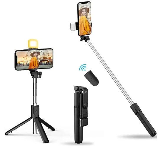 RENTOOR R1s Selfie Sticks 3-in-1 Multifunctional Selfie Stick Compatible All Phones Monopod Kit, Tripod, Tripod Ball Head, Tripod Bracket-image-15