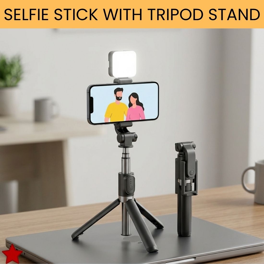 SACRO Selfie Stick With Tripod Stand for Vlogging Compatible With All SmartphonesXY47 Bluetooth Selfie Stick-image-34