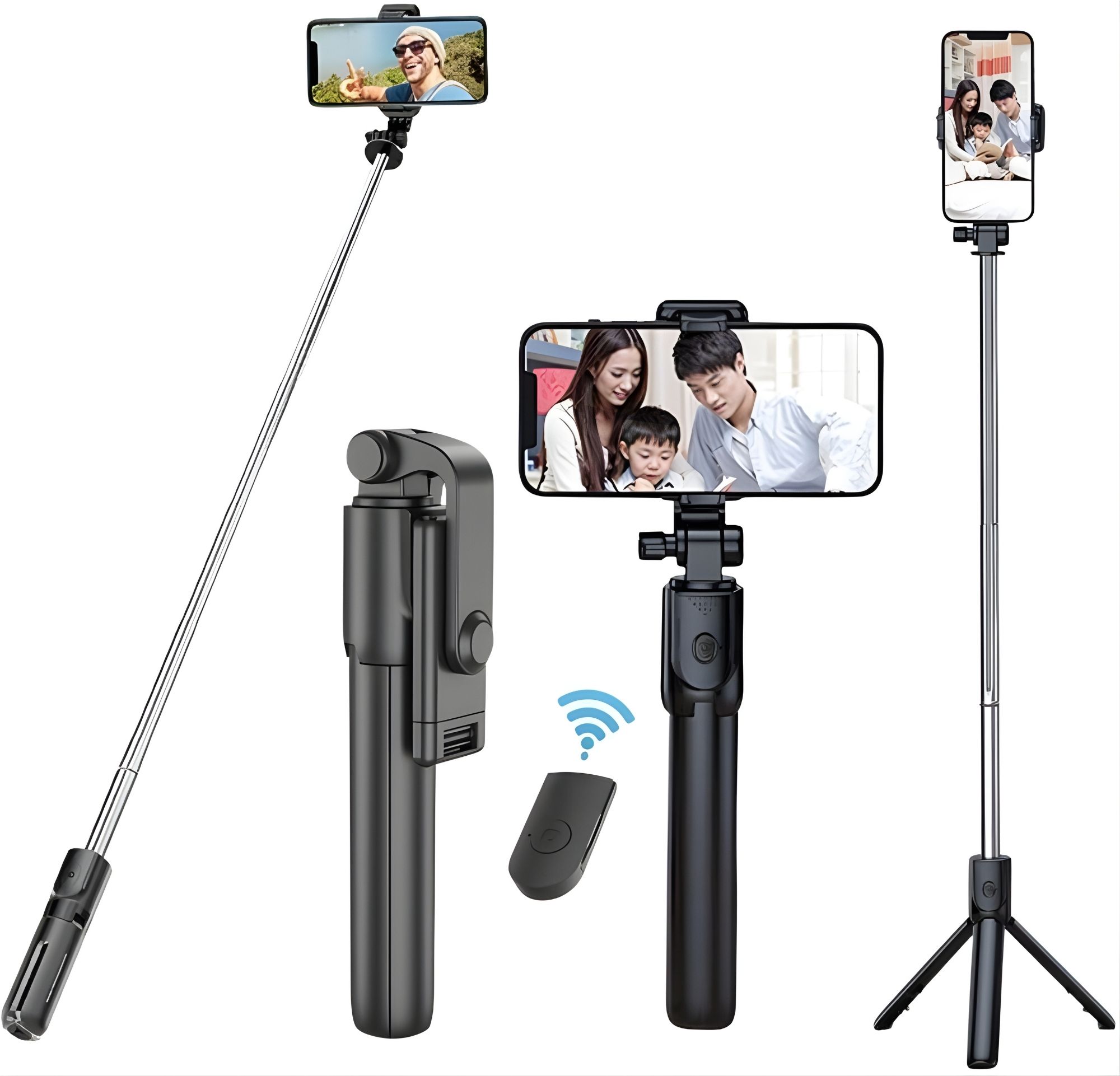 NAFA 70cm Extendable Selfie Stick Tripod with Bluetooth Remote, 3 in 1 Stand for Smartphones, Adjustable Holder, Compatible with Android and iOS Devices Bluetooth Selfie Stick-image-47