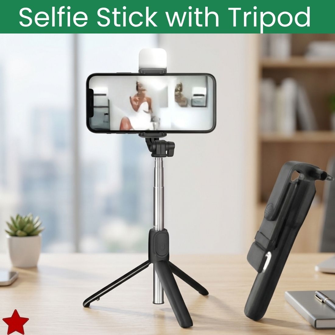 SACRO Selfie Stick With Tripod Stand for Vlogging Compatible With All SmartphonesBT235 Bluetooth Selfie Stick-image-47