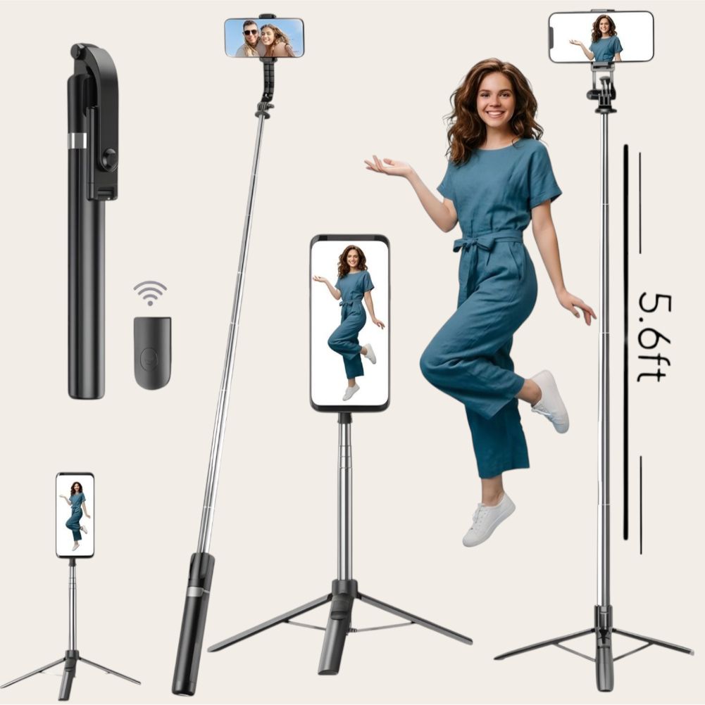 AIZINA Portable Selfie Stick 170cm Long with Tripod Stand & Bluetooth Remote_A7 Bluetooth Selfie Stick-picture-13