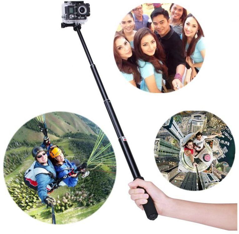 TECHGEAR Selfie Stick for Telescopic Extension Pole Gopro Pole Pole Monopod for GoPro Hero 4/3 + / 3/2 SJ4000 SJ5000 DV Camera Sony Action CAM / Canon / Nikon Cable Selfie Stick-image-2