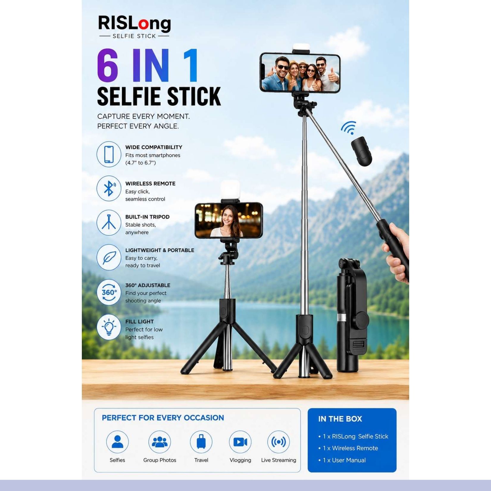NEWRAJ Bluetooth Selfie Stick-picture-29
