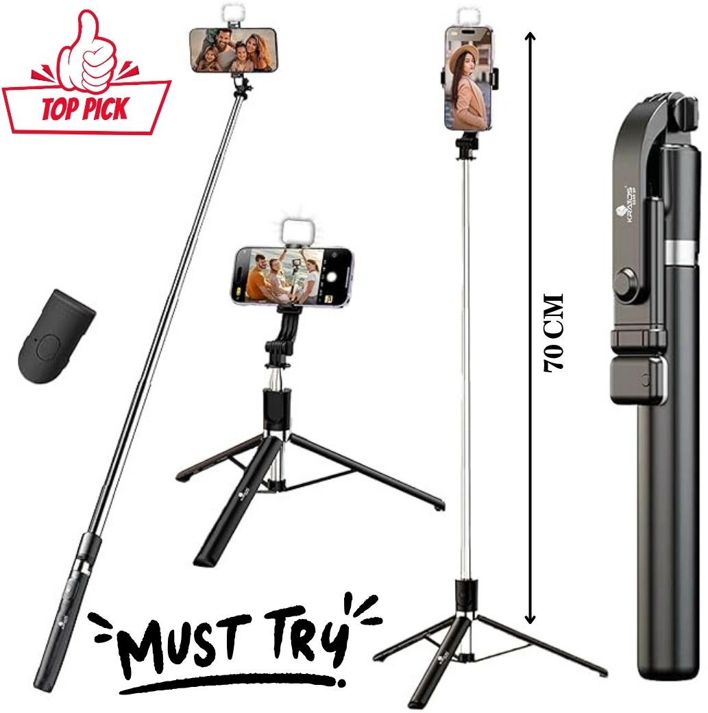 rdh 3-in-1 Bluetooth Selfie Stick with Integrated Tripod Stand & Wireless Remote | Portable & Extendable Mobile Holder for Vlogging & Photography Bluetooth Selfie Stick-image-45