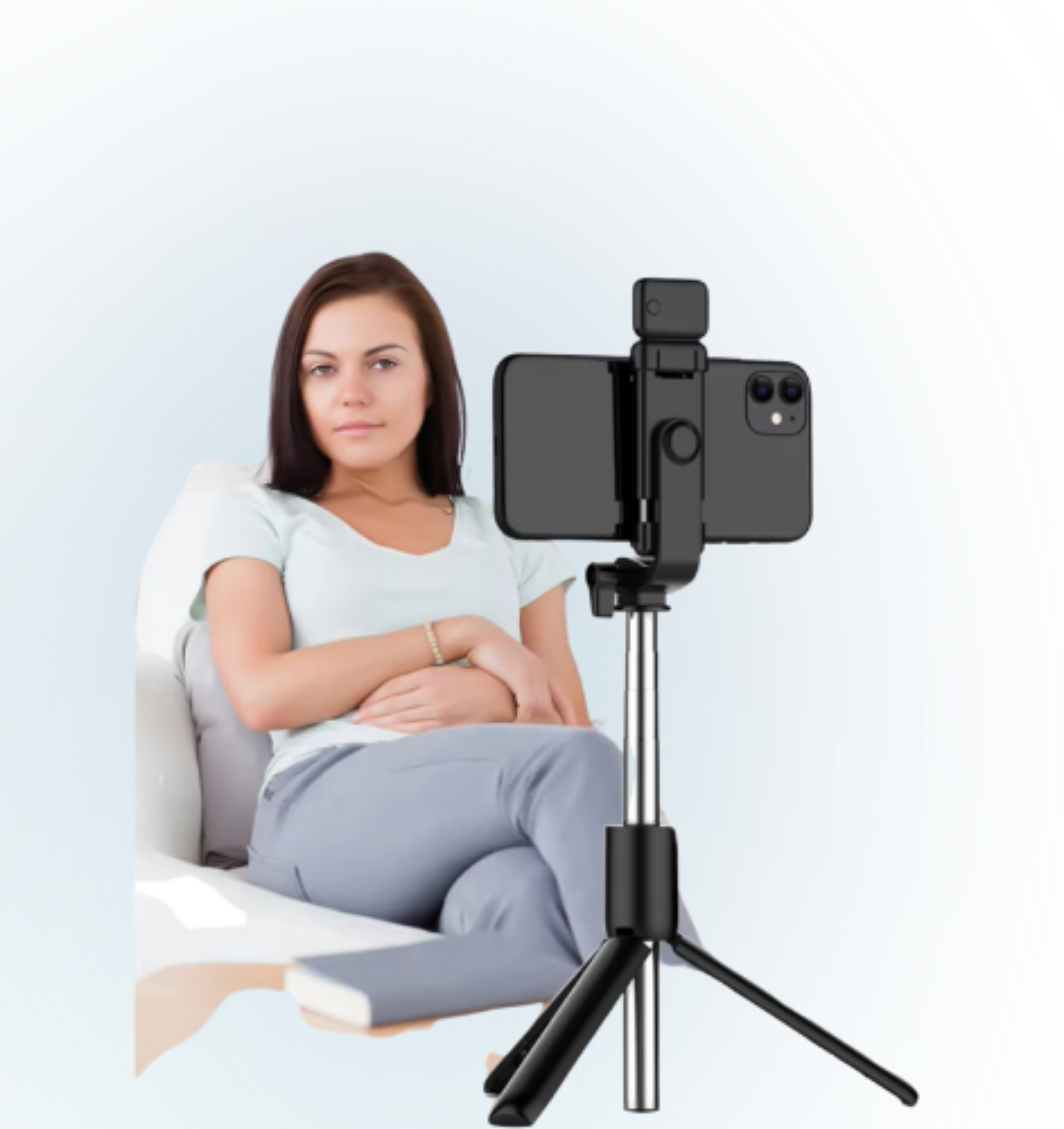 BITWEAVE BT R1s Selfie Stick with Light &amp; USB Charging Bluetooth Selfie Stick image 1