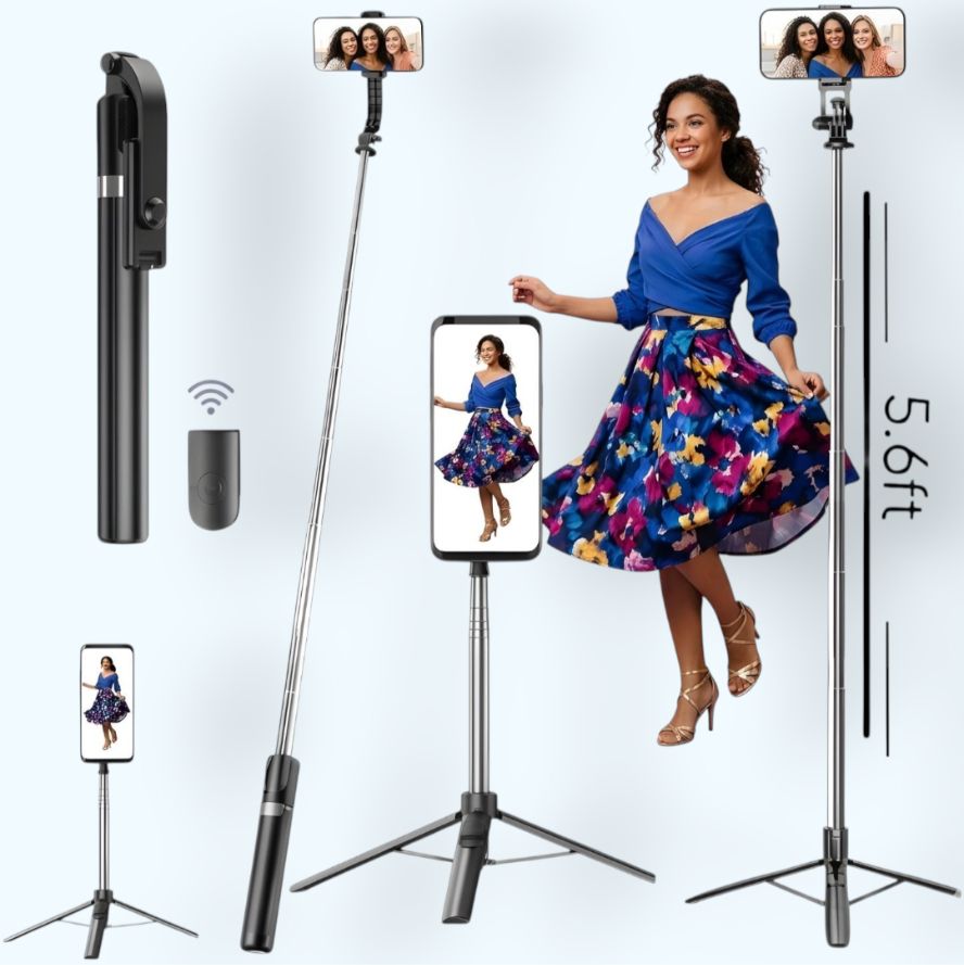 HouseOfCommon Mobile Selfie Stick 170cm with Stable Tripod Base & Bluetooth Remote_8X Bluetooth Selfie Stick-picture-24