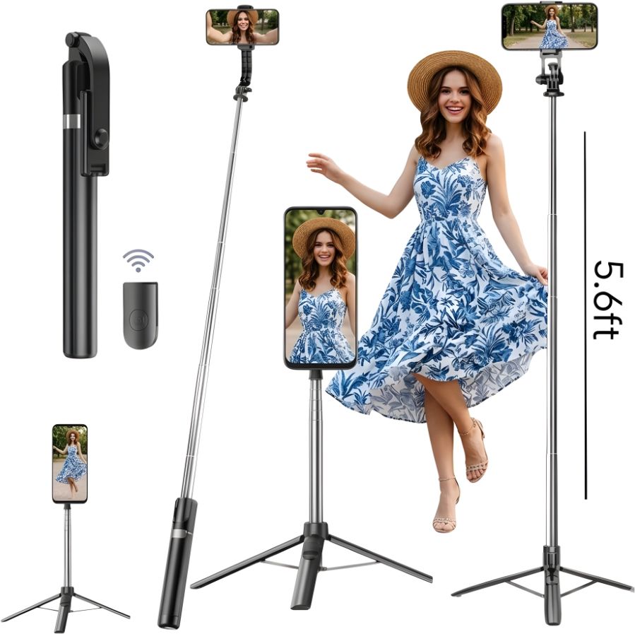 AIZINA 170cm Sightseeing Selfie Stick Stable Tripod Detachable Remote Travel_AE Bluetooth Selfie Stick-image-31