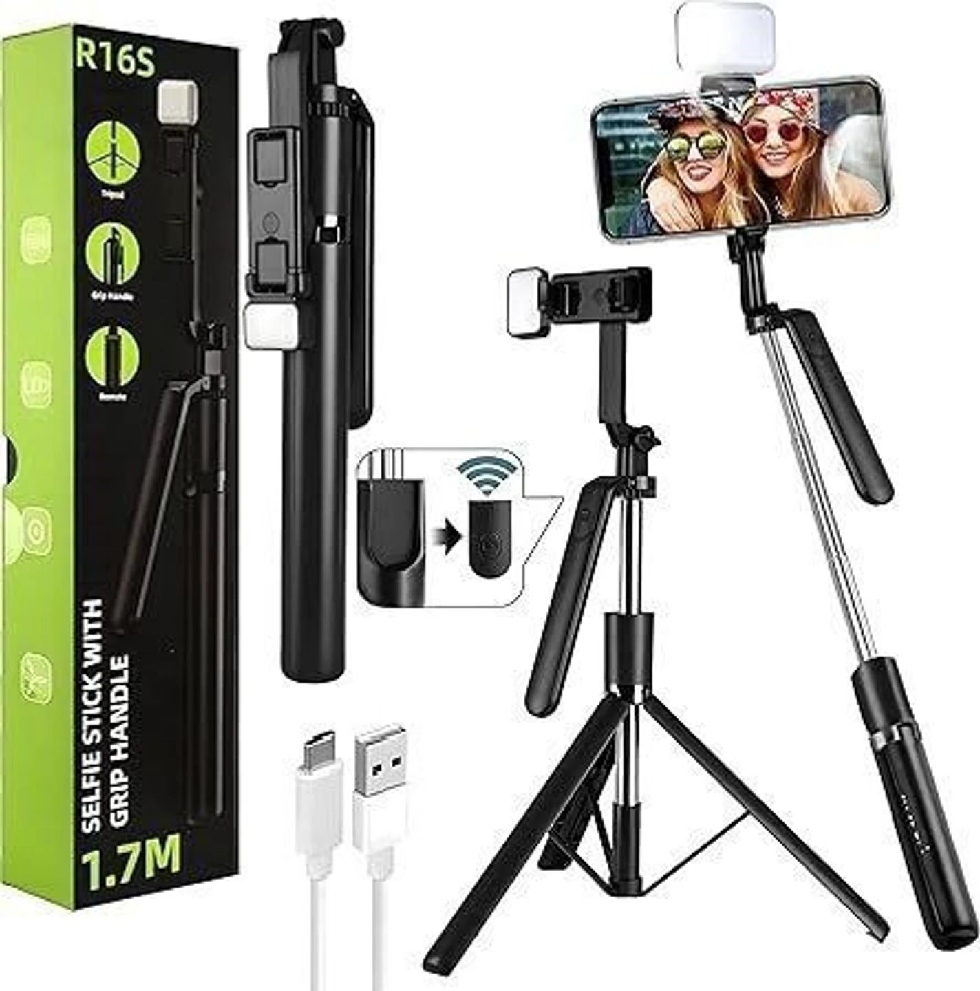 Expro Savvybucket || R16s Selfie Stick Tripod with Bluetooth Remote 1.7M Three-axis Anti-Shake Mobile Phone Holder for Smartphone Gopro Camera Bluetooth Selfie Stick Bluetooth Selfie Stick-image-8