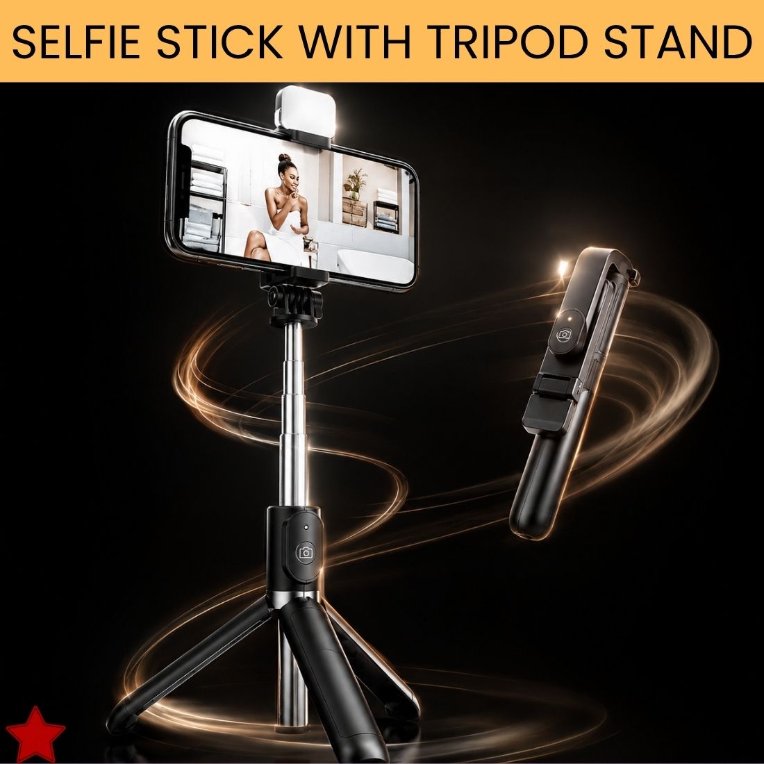 Clairbell Selfie Stick With Tripod Stand for Vlogging Compatible With All SmartphonesZT91 Bluetooth Selfie Stick-image-10