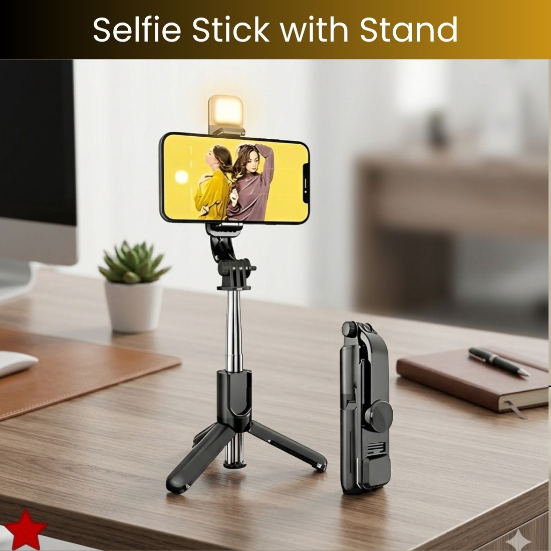 SYARA Selfie Stick With Tripod Stand for Vlogging Compatible With All SmartphonesVT94 Bluetooth Selfie Stick-image-7