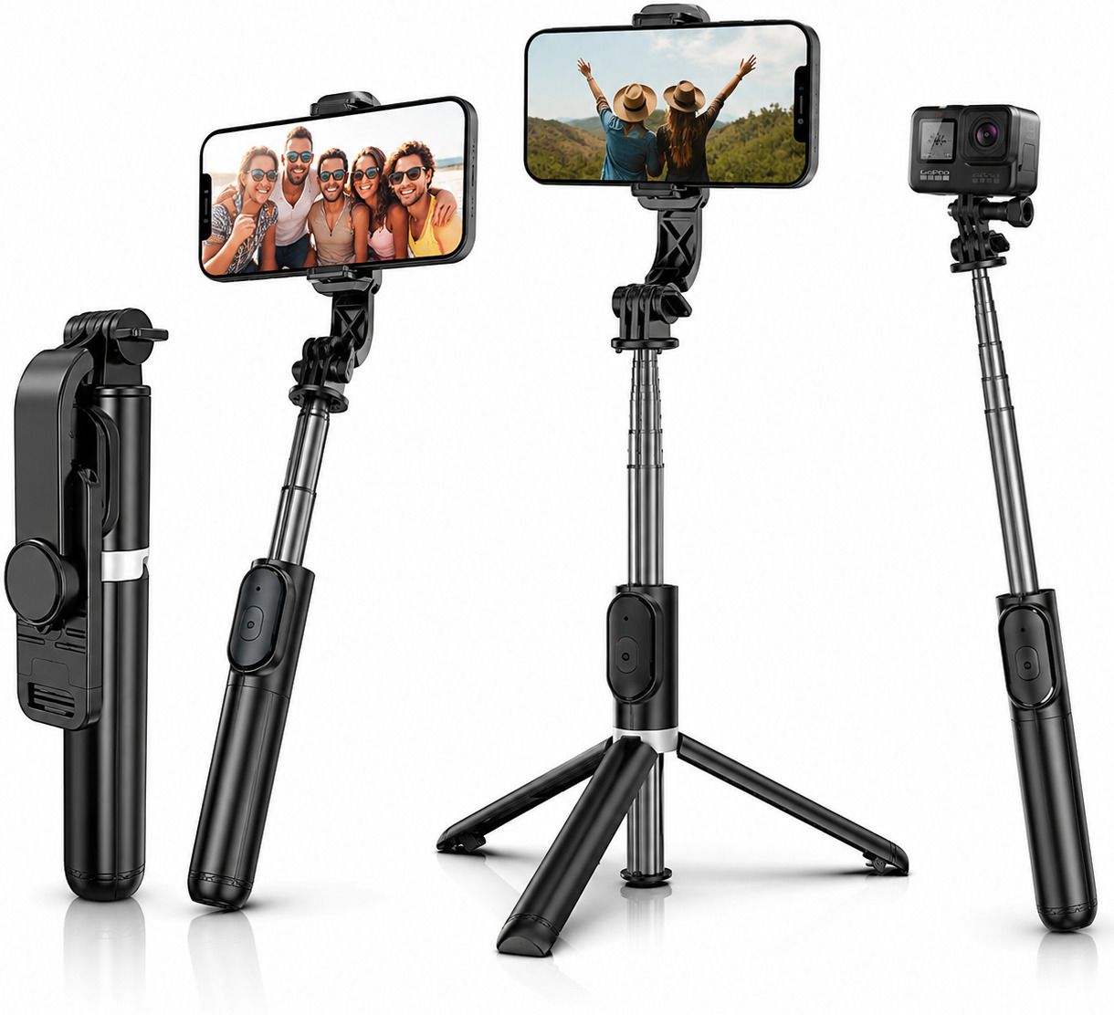 NESTFAB 4 in 1 Extendable Selfie Stick 360 Rotation Tripod Stand with Detachable Wireless Remote Bluetooth Selfie Stick-image-46