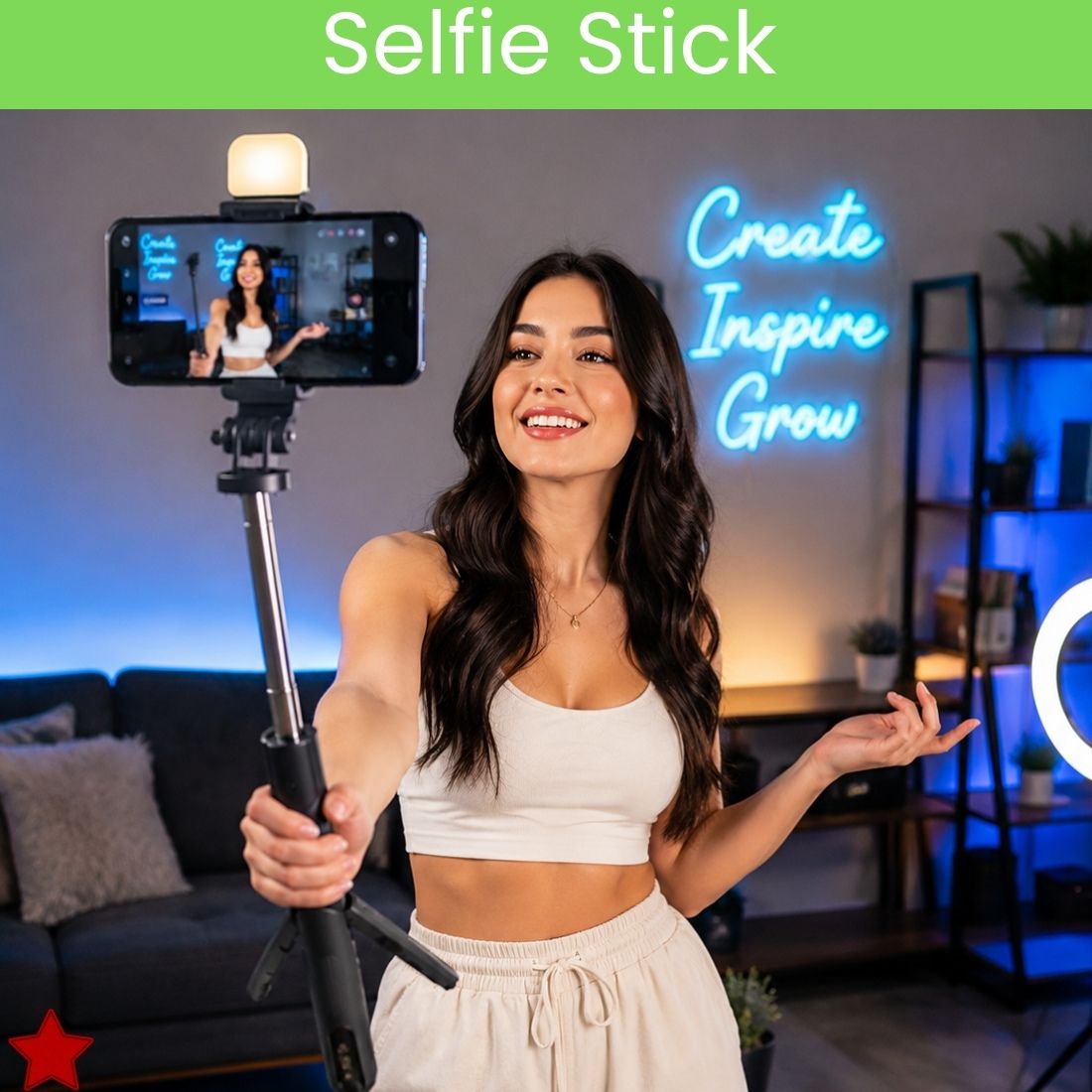SACRO Selfie Stick With Tripod Stand for Vlogging Compatible With All SmartphonesCU468 Bluetooth Selfie Stick-image-48