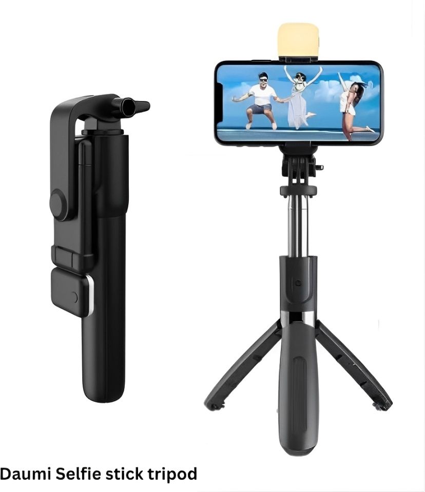 DAUMI Tripod with Bluetooth Remote & LED Light – Lightweight, Foldable, Extendable for Vlogging & Mobile Photography Bluetooth Selfie Stick-image-11