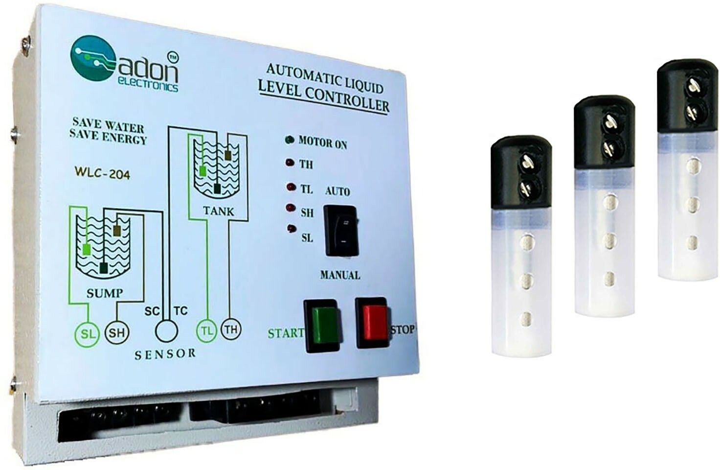 AdonElectronics Fully Automatic Water Level Controller for - Submersible Pump Starter (Load 3hp) Wired Sensor Security System-picture-11