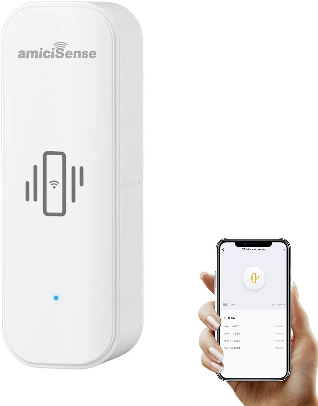 amiciSense WiFi Vibration Sensor, Real-Time Notification Alerts with Intelligent Linkage Wireless Sensor Security System-picture-23