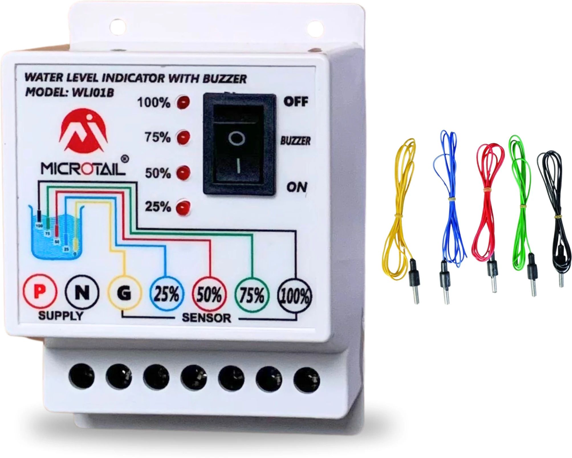 MICROTAIL Water Level Indicator with Alarm on Tank Full with 5 Sensors, Single Phase 230V Wired Sensor Security System-picture-27