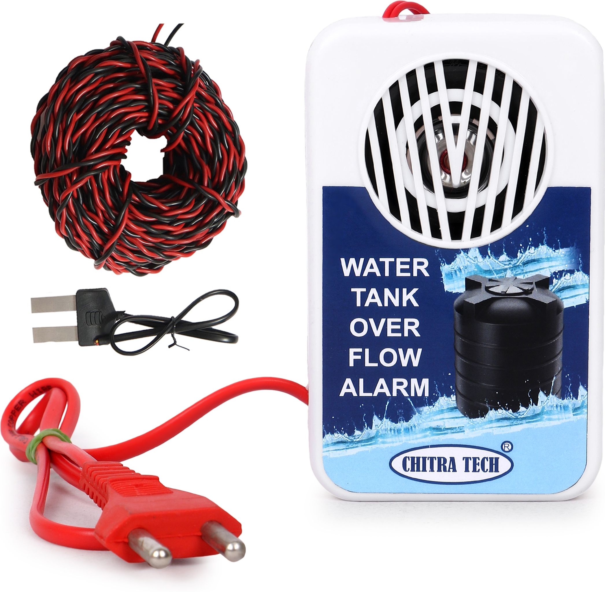 CHITRATECH Water Overflow Alarm | 15 Meter Wire And Sensor | Loud and Clear Sound Wired Sensor Security System-image-42