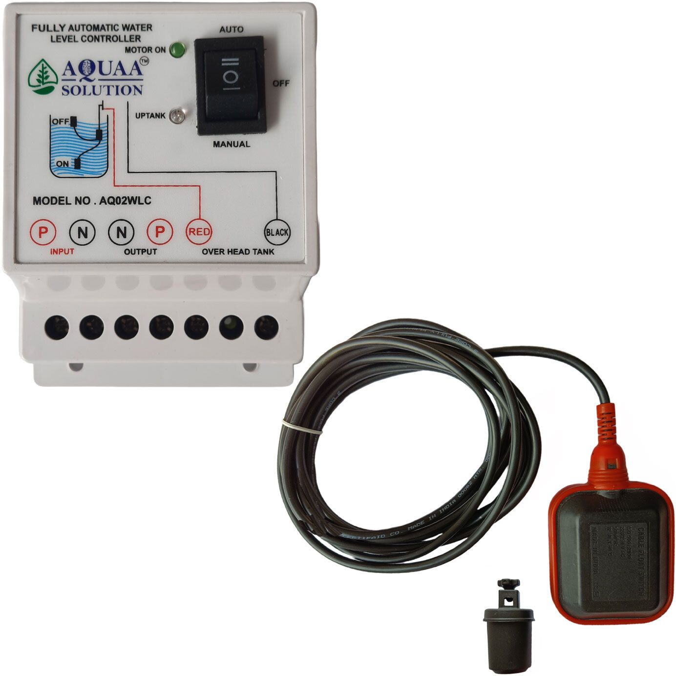 AQUAA SOLUTION Fully Automatic Water Level Controller and Indicator with Float Sensor 2m Wire Wired Sensor Security System-image-33