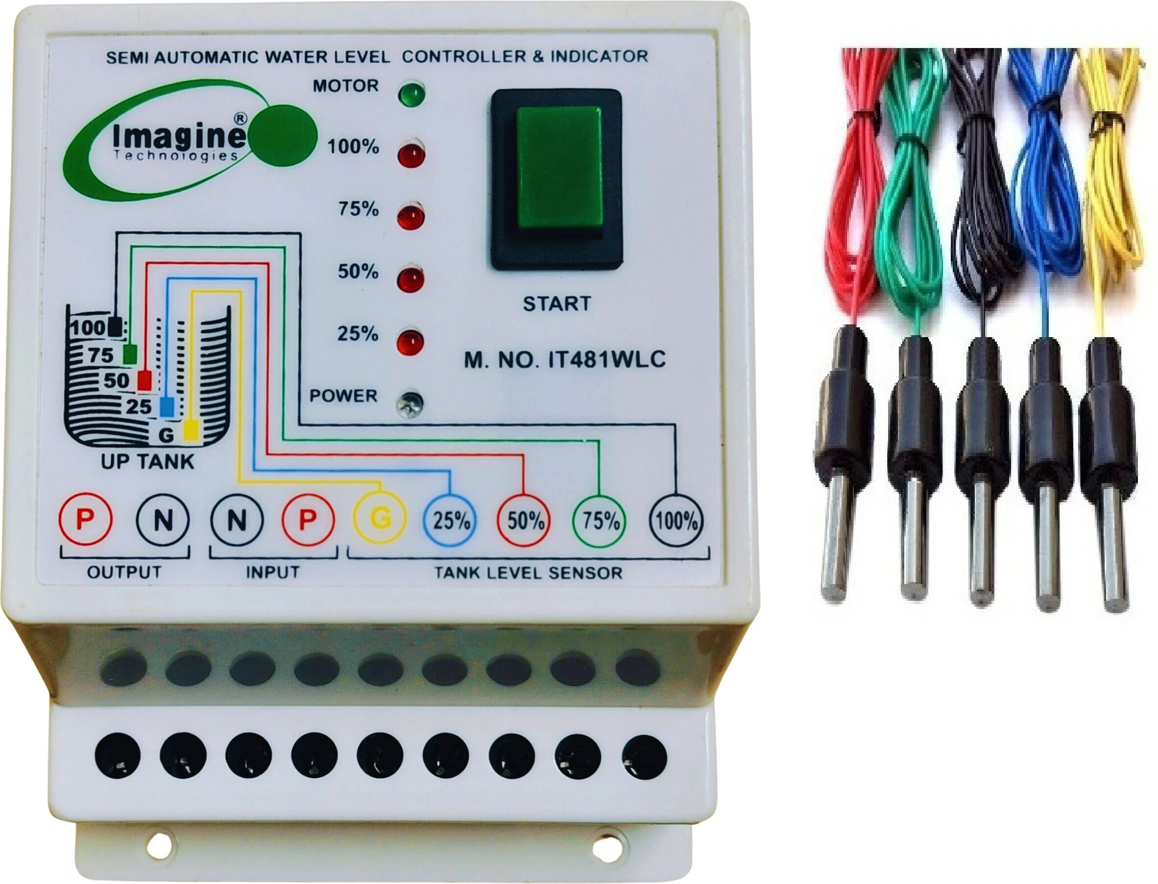 Imagine Technologies Semi Automatic Manual Start and Automatic Stop Water Level Controller &Indicator Wired Sensor Security System-image-49