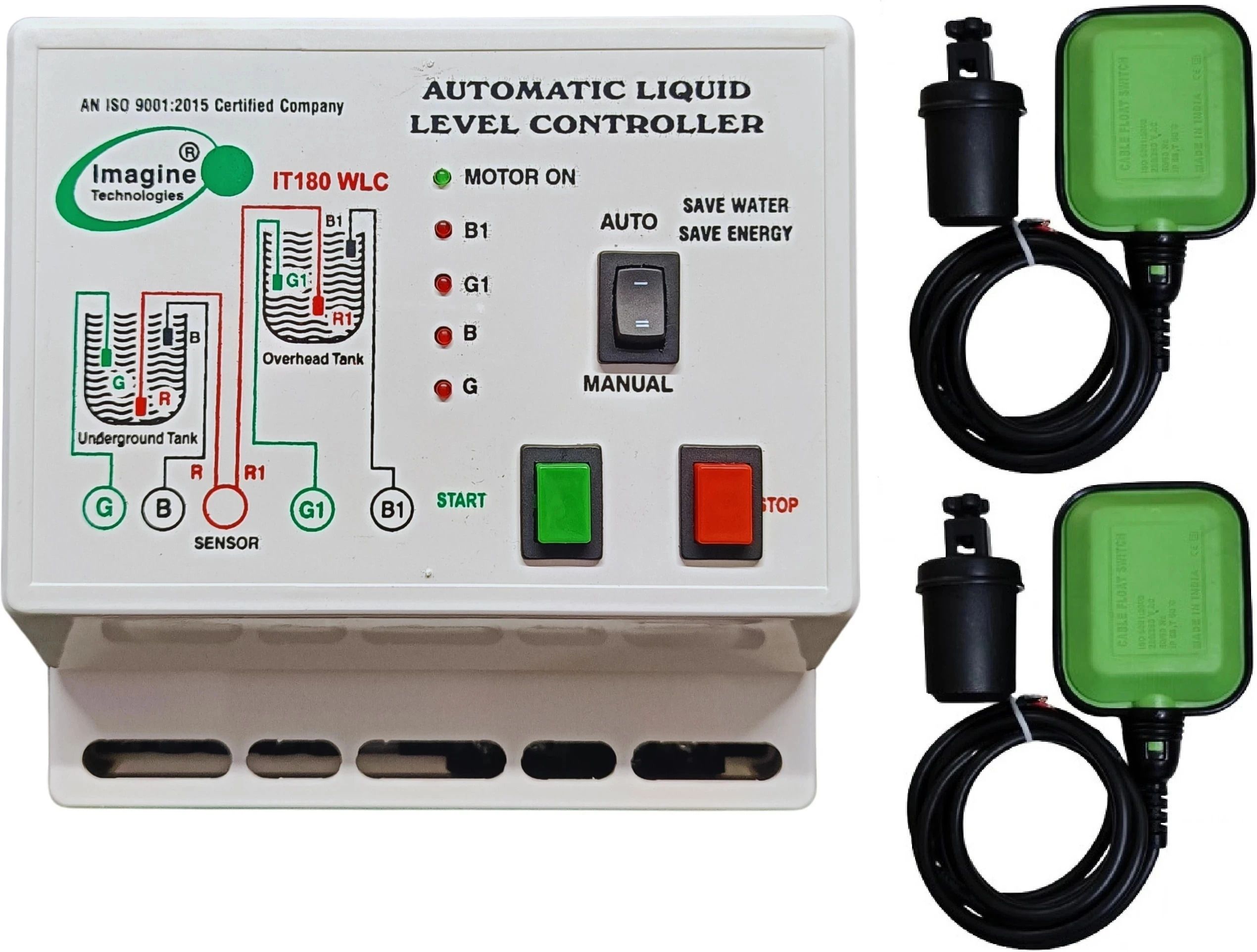 Imagine Technologies Fully Automatic Water Level Controller and Indicator with 2 Float Sensor Wired Sensor Security System