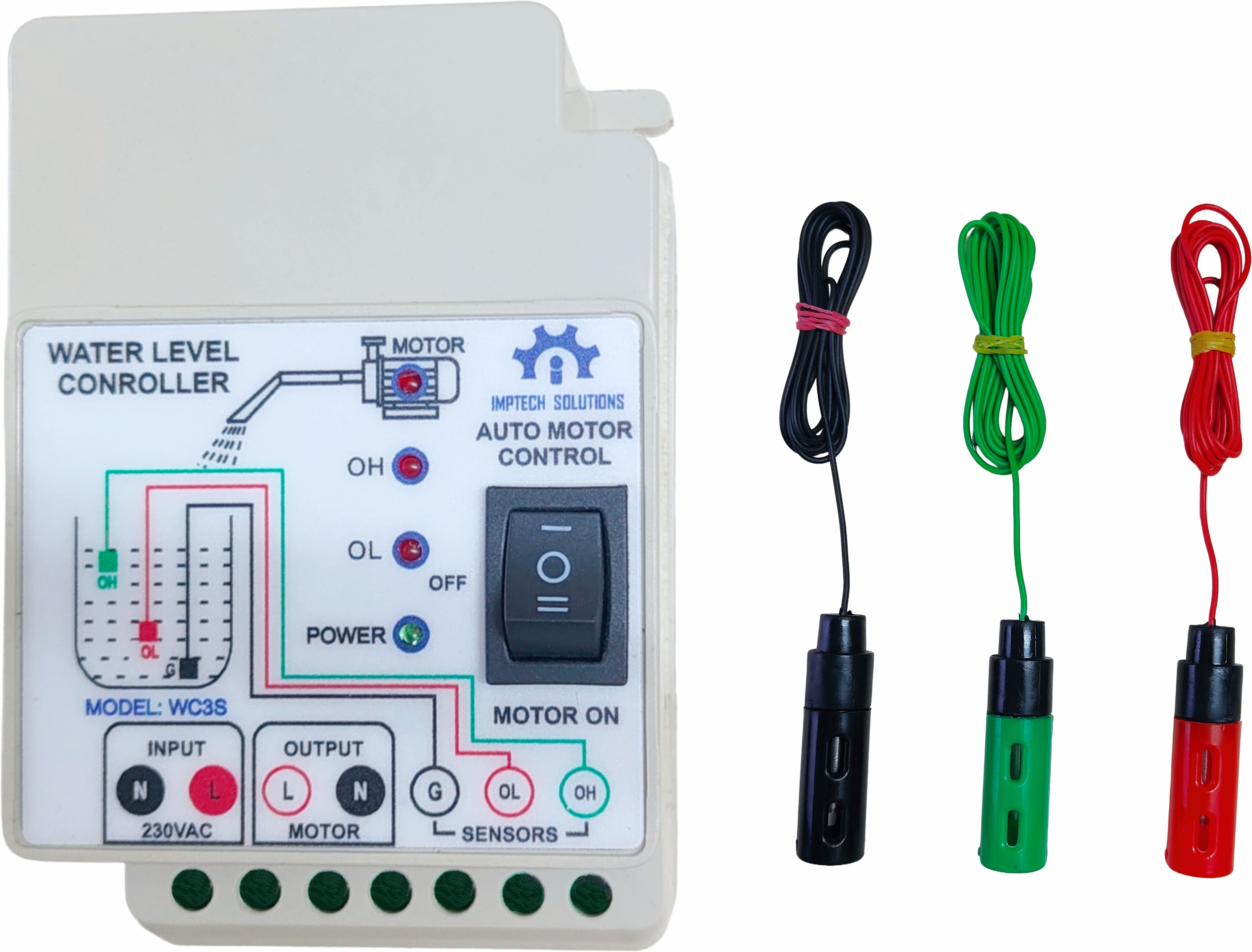 IMPTECH SOLUTIONS Water level controller WC3S , 3 SS Sensor with Single phase motor control Wired Sensor Security System-picture-13