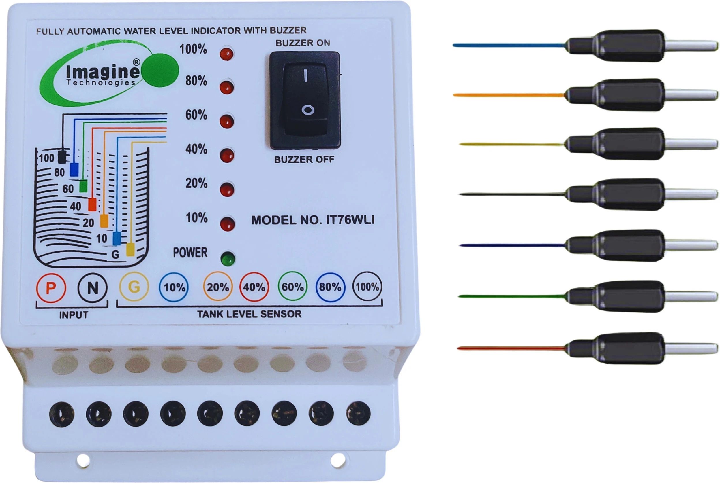 Imagine Technologies Automatic Water Level Indicator with Alarm on Tank Full with 7 Sensors IT76WLI Wired Sensor Security System-image-45