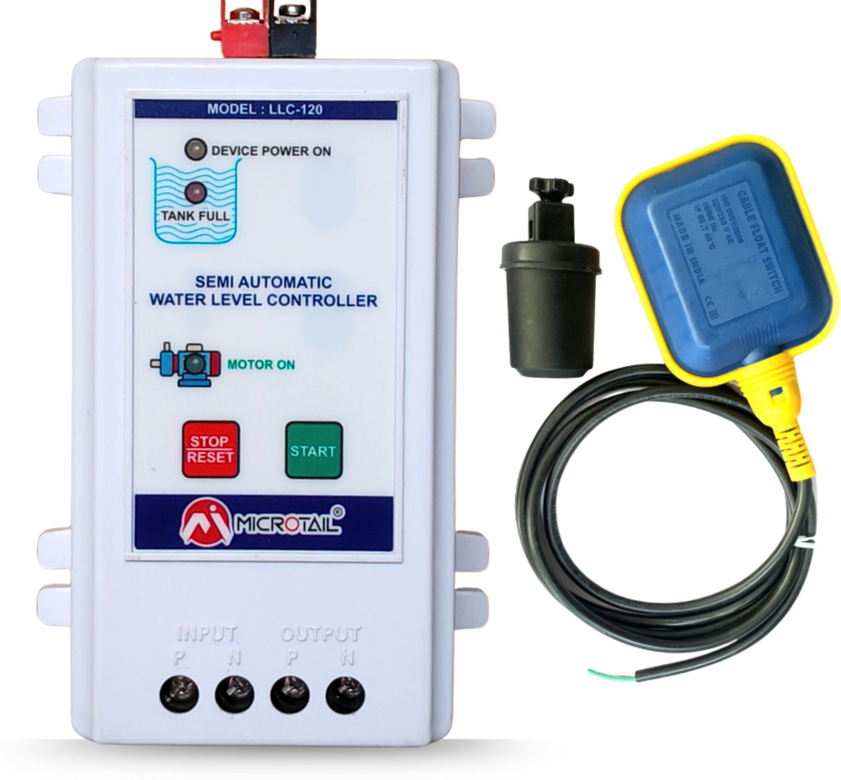 MICROTAIL Semi Automatic Water Level Controller with sensor, 20A, Wall Mount Plastic Wired Sensor Security System-image-20