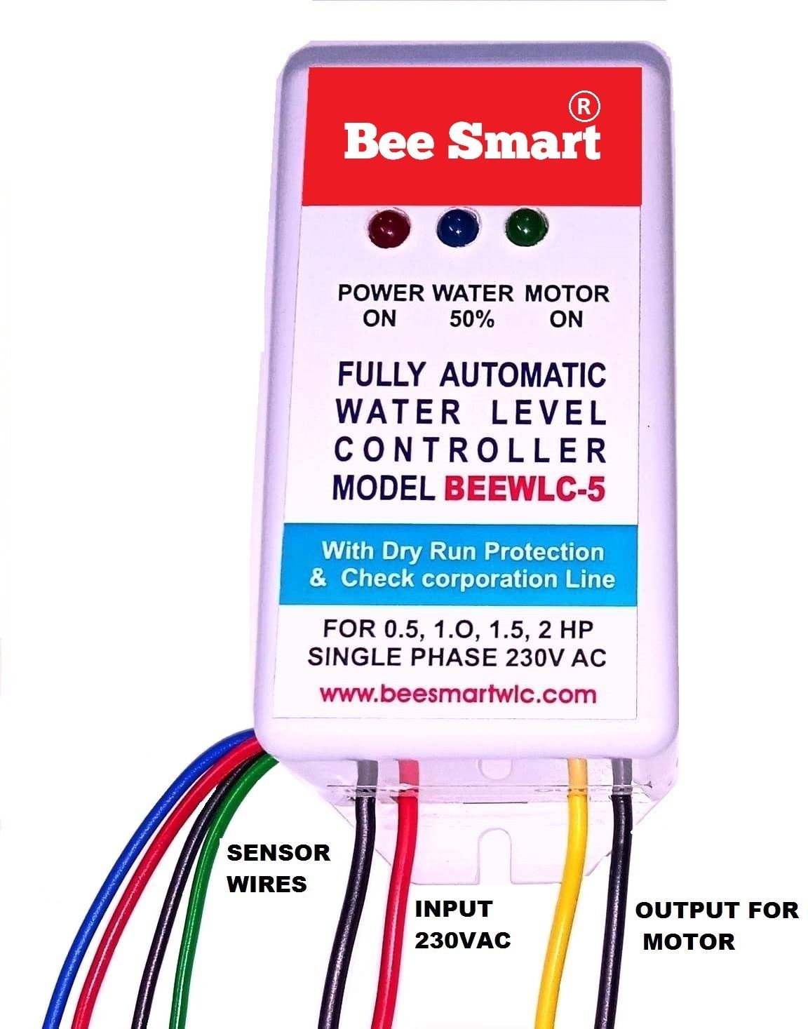 BeeSmart Fully Automatic water Level Controller ,With Dry Run Protection, Model BEEWLC-5 Wired Sensor Security System-picture-15