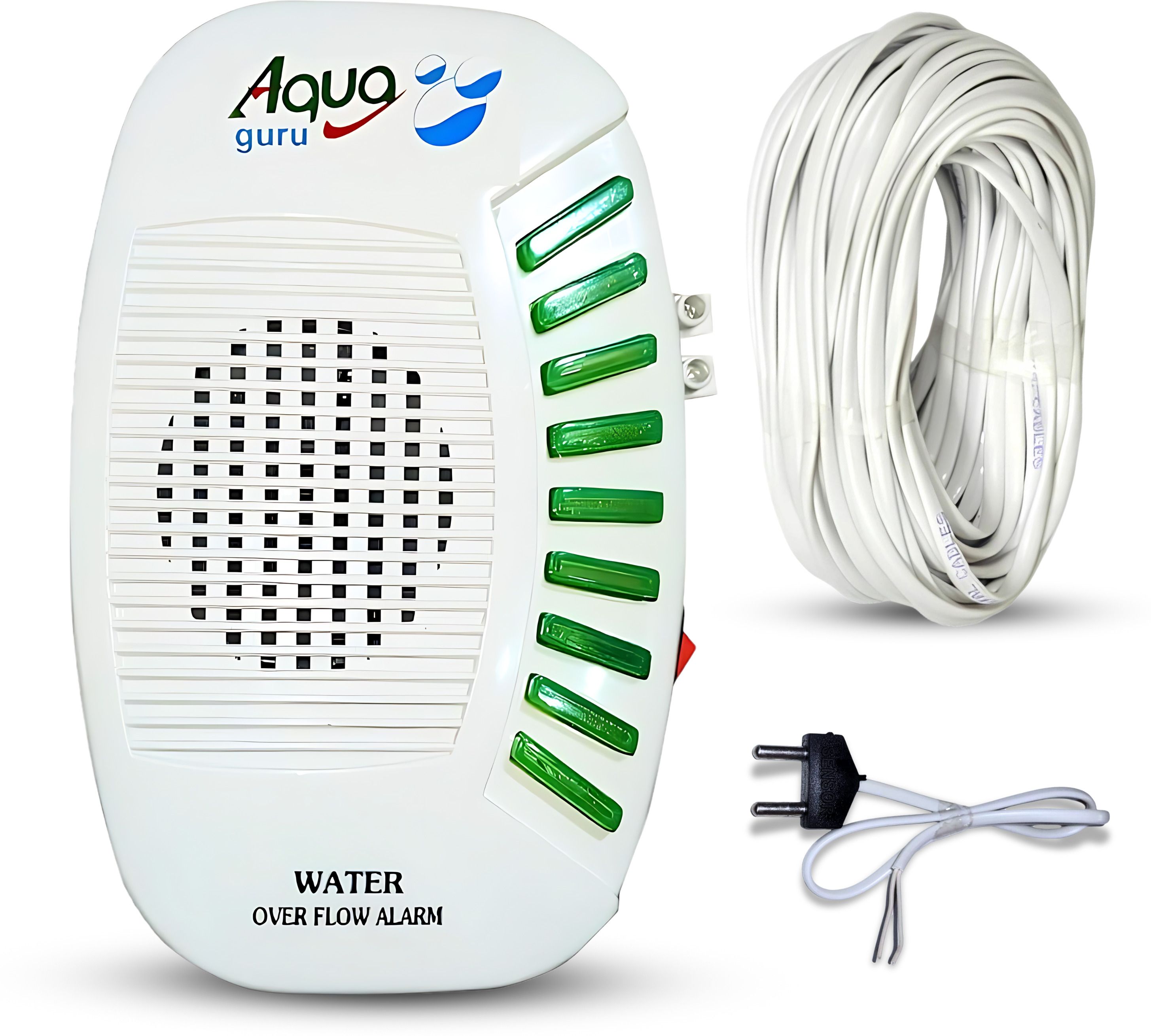 AQUA GURU Smart DC Battery operated water tank overflow alarm with 15 meter wire Wired Sensor Security System