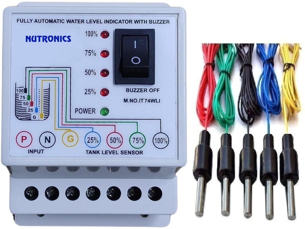 NUTRONICS NI74WLI Water Level Indicator with Alarm on water Tank Full with 5 Sensors Wired Sensor Security System-image-43