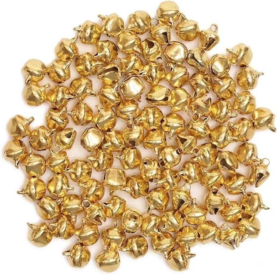 pisco 8mm Craft Bells with Loop for Wedding Tassels, Potli Bags & Pooja Decor (250 Pcs-picture-2
