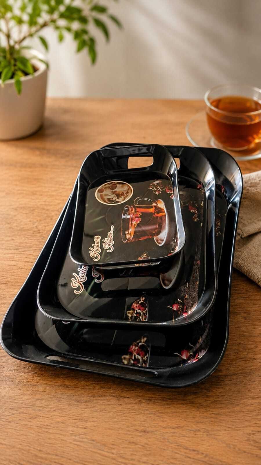 noventa Premium Plastic Serving Tray Set of 3 Tray Serving Set-picture-22