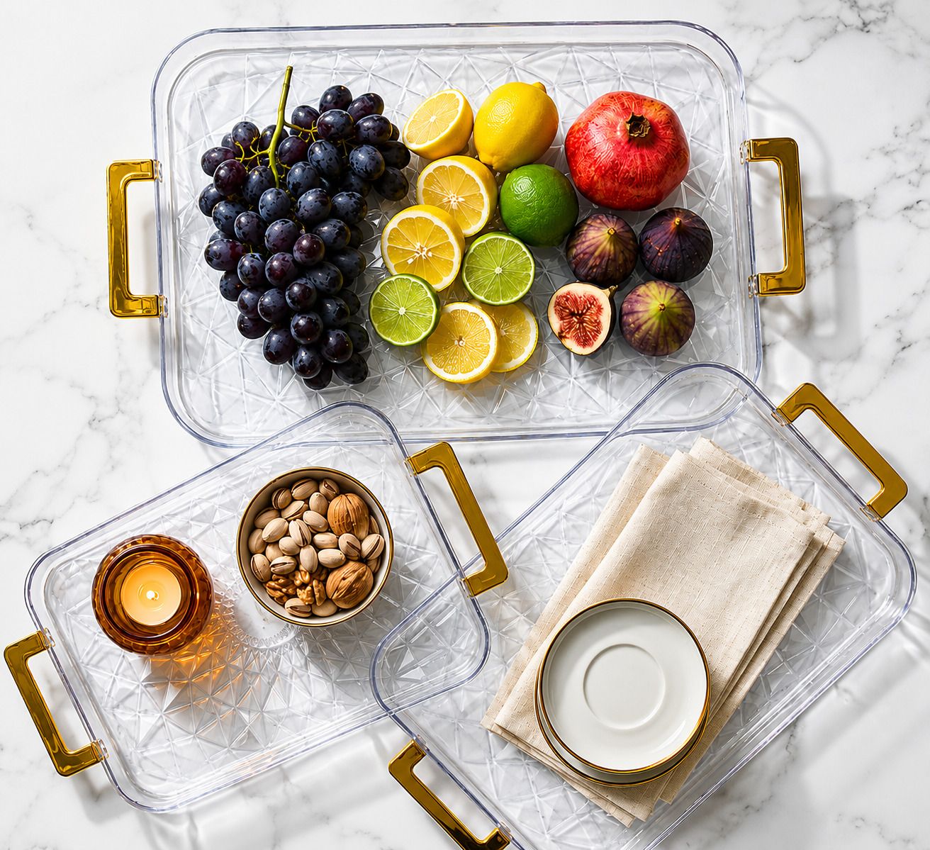 cassine Premium Plastic Serving Tray Set Tray Serving Set-picture-37