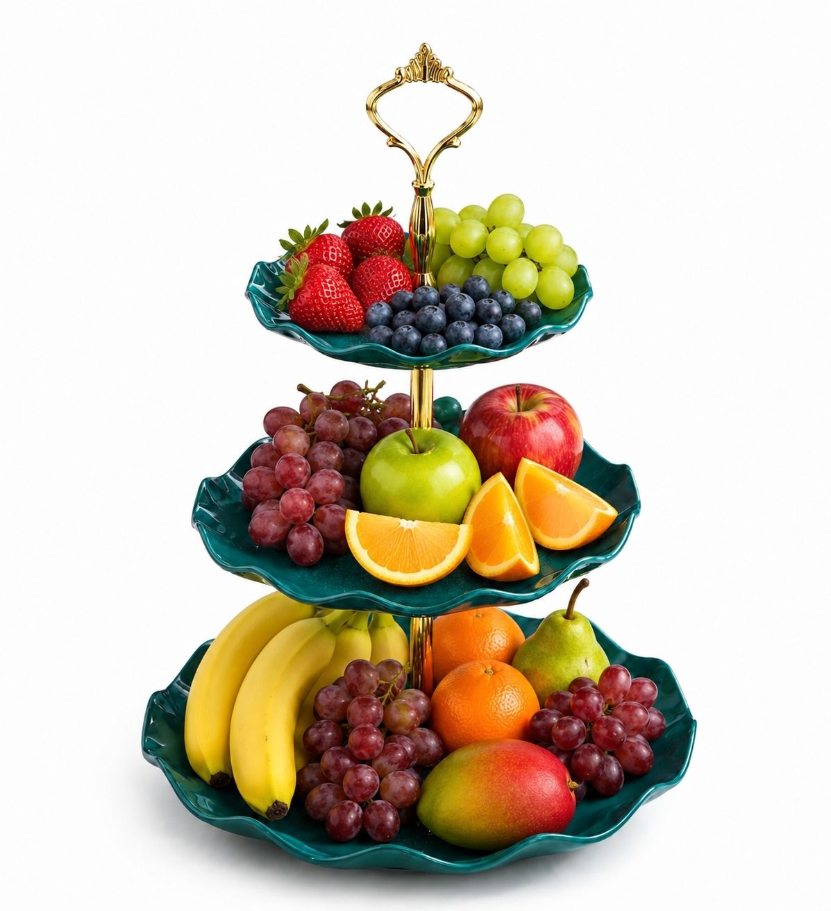 shri enetprises Three layer Fruit Tray Green Tray Serving Set-picture-30