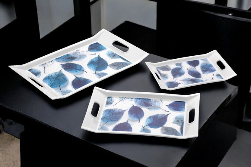 Set of 3 Plastic Serving Trays with Handles Tray Serving Set-image-30