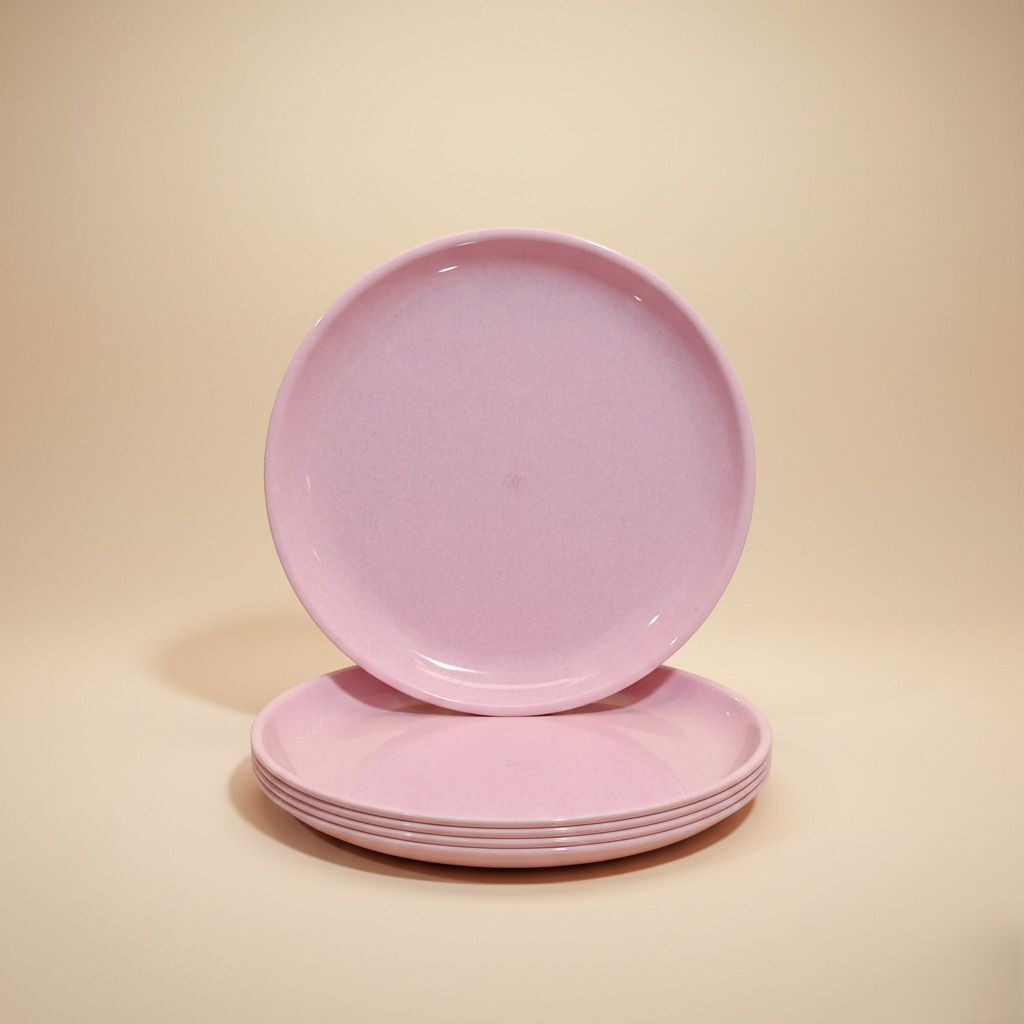 Pink Stone Finish Round Dinner Plate | Lightweight | Daily Use Dining & Gifting Dinner Plate-image-20