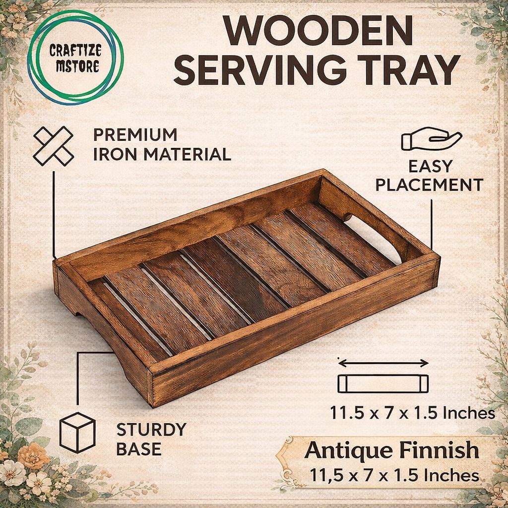 Teak Wood Serving Tray Use for Home & Kitchen, Office, Pantry, Restaurants Tray Serving Set