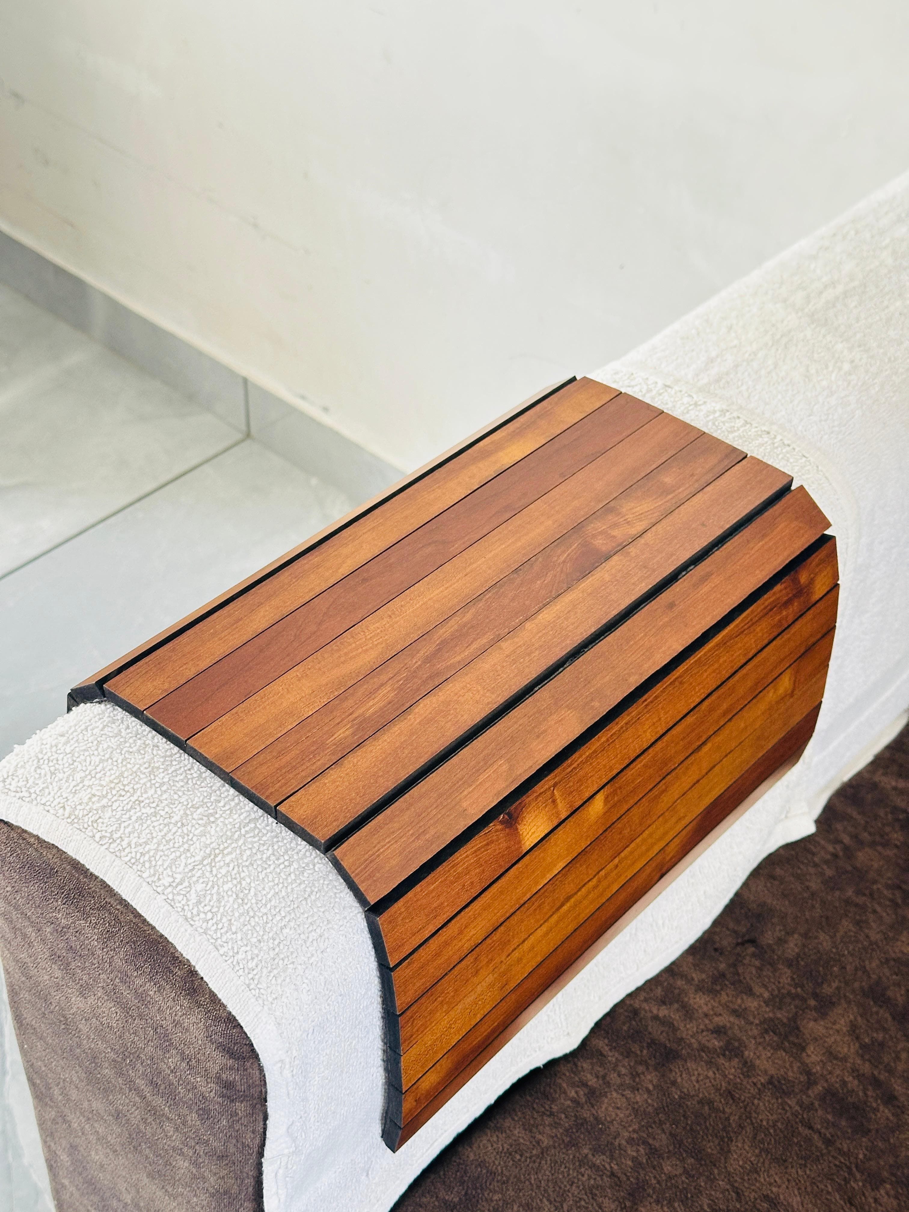 timbadiya enterprise Wooden Sofa Armrest Tray |Tambour Tray|Flexible And Foldable Tray Serving Set-picture-10