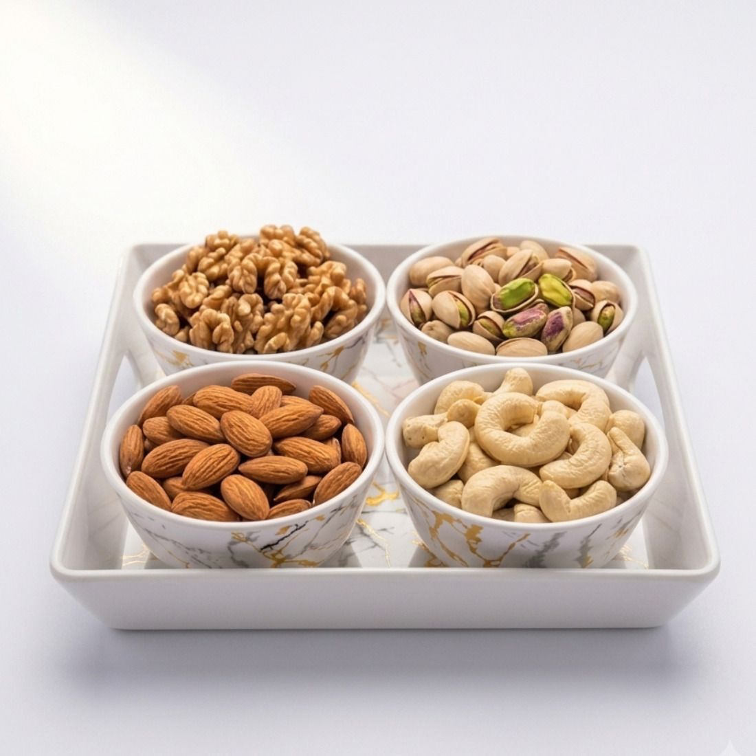 crockzaar Melamine Serving Set with Tray & 4 Bowls Dry Fruit, Snacks Serving Set for Home Bowl Serving Set-picture-0