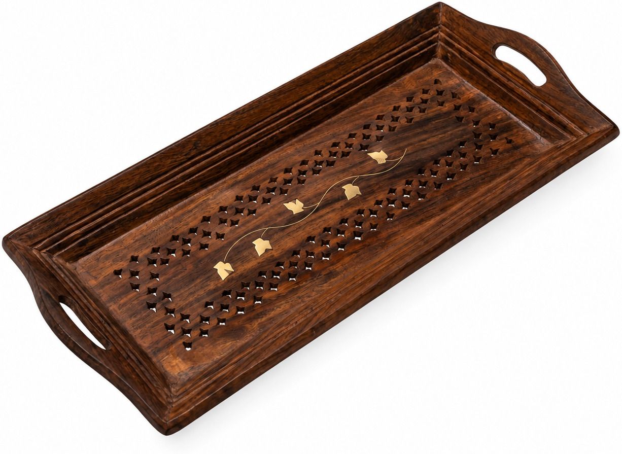 Wooden Serving Tray | Tea Coffee Serving Tray for Kitchen & Dining Dish, Chip & Dip Tray, Tray Serving Set-image-8
