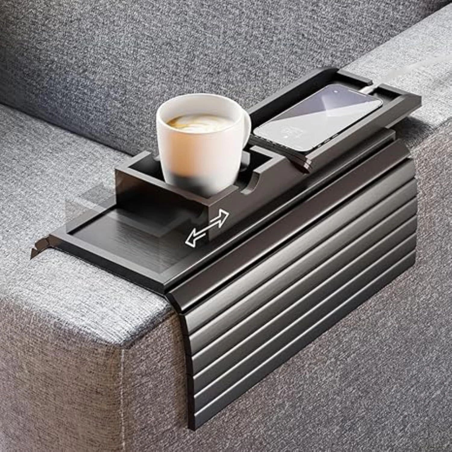 home sparkle Sofa Armrest Tray 2 in 1 - Cup Holder & Sofa Arm Tray - Anti-Slip, Foldable Tray Serving Set-picture-1