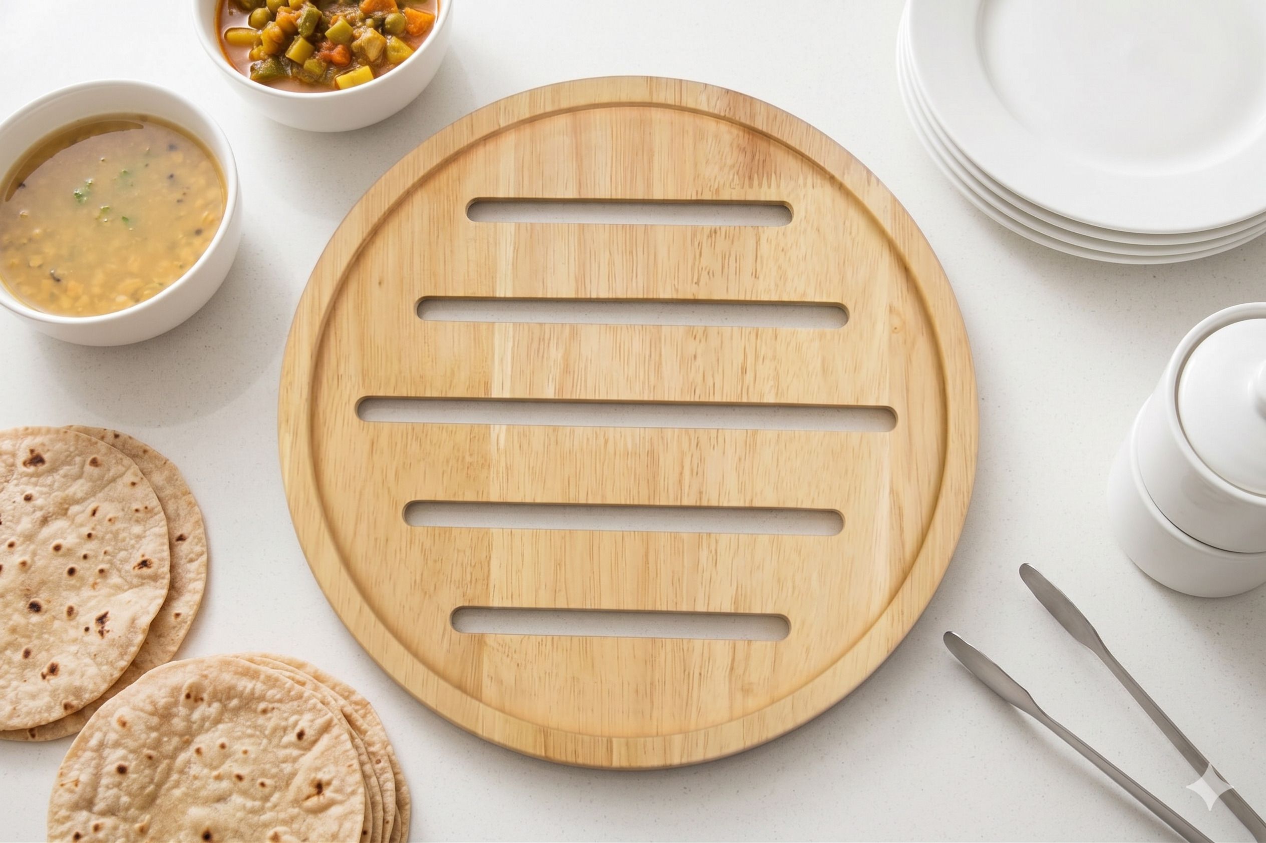 Multipurpose Wooden Bread Basket Tray for Dining Table Tray Serving Set-image-1